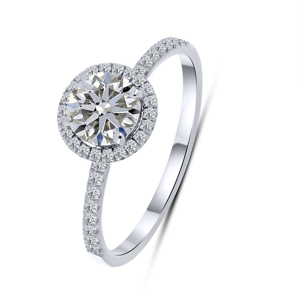 Inel din aur alb cu pietre Diamant crescut