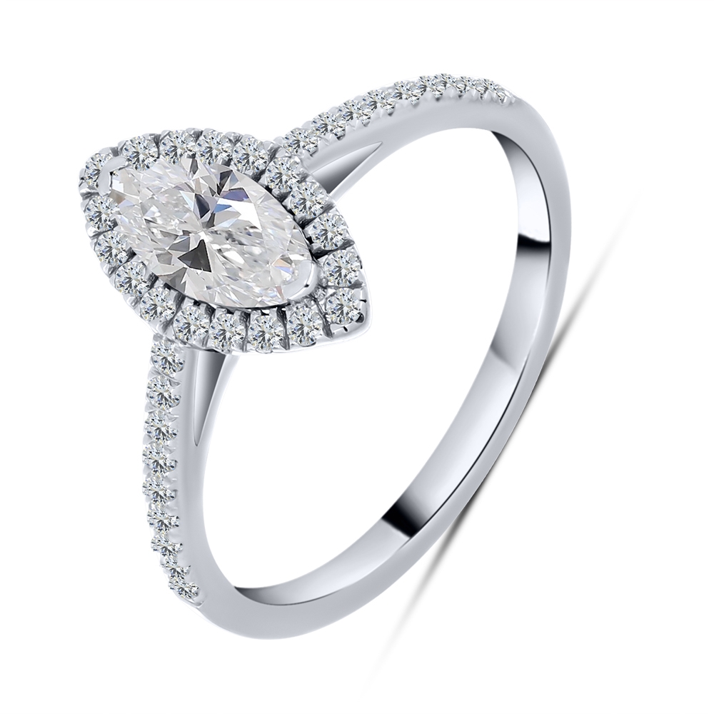 Inel din aur alb cu pietre Diamant crescut