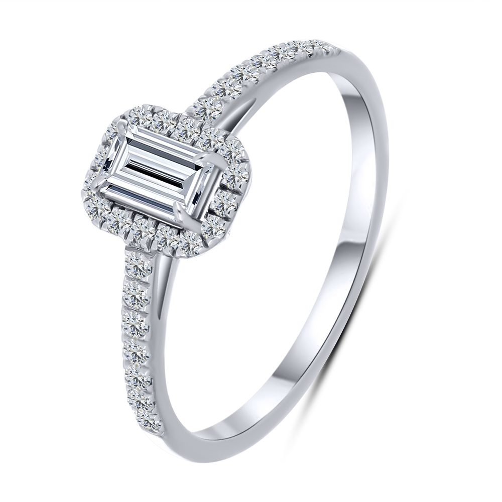 Inel din aur alb cu pietre Diamant crescut