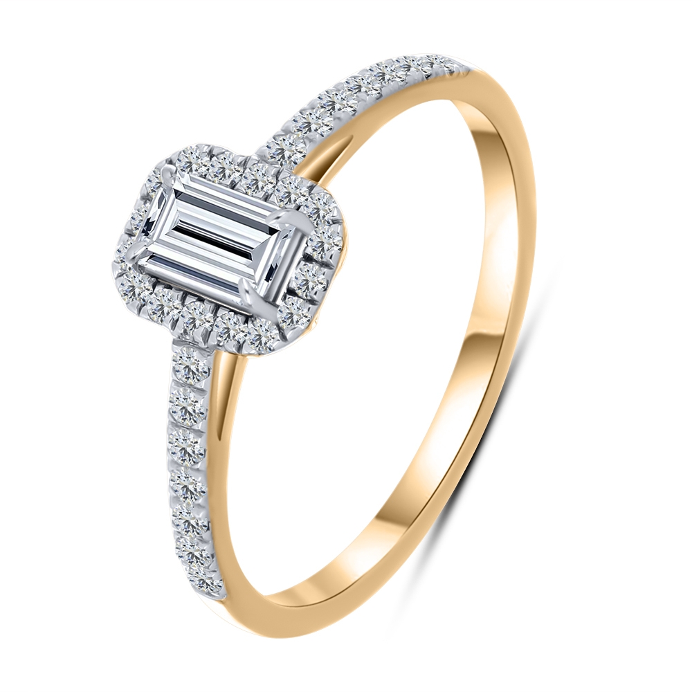 Inel din aur roz cu pietre Diamant crescut