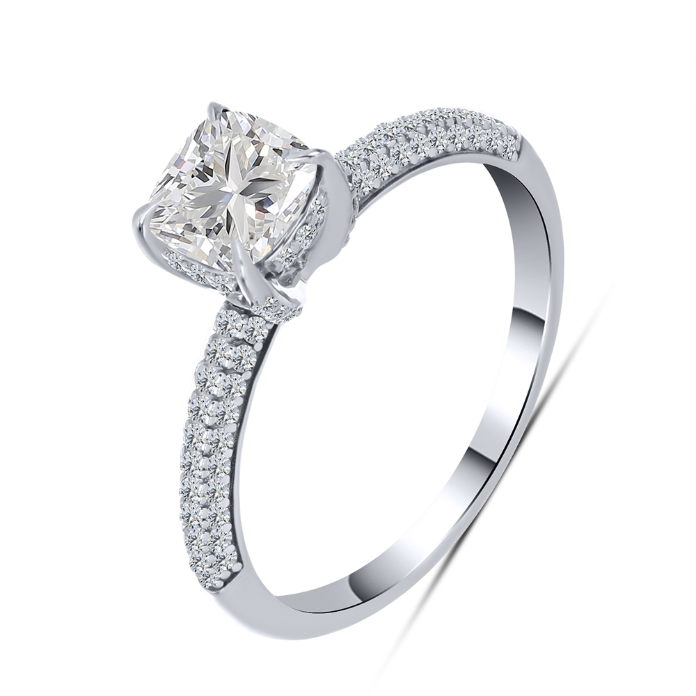 Inel din aur alb cu pietre Diamant crescut