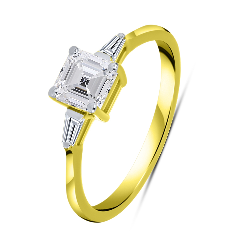 Inel din aur galben cu pietre Diamant crescut