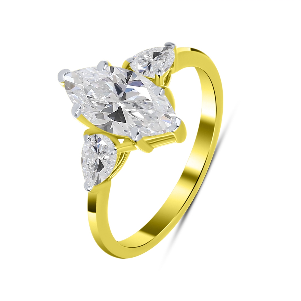 Inel din aur galben cu pietre Diamant crescut