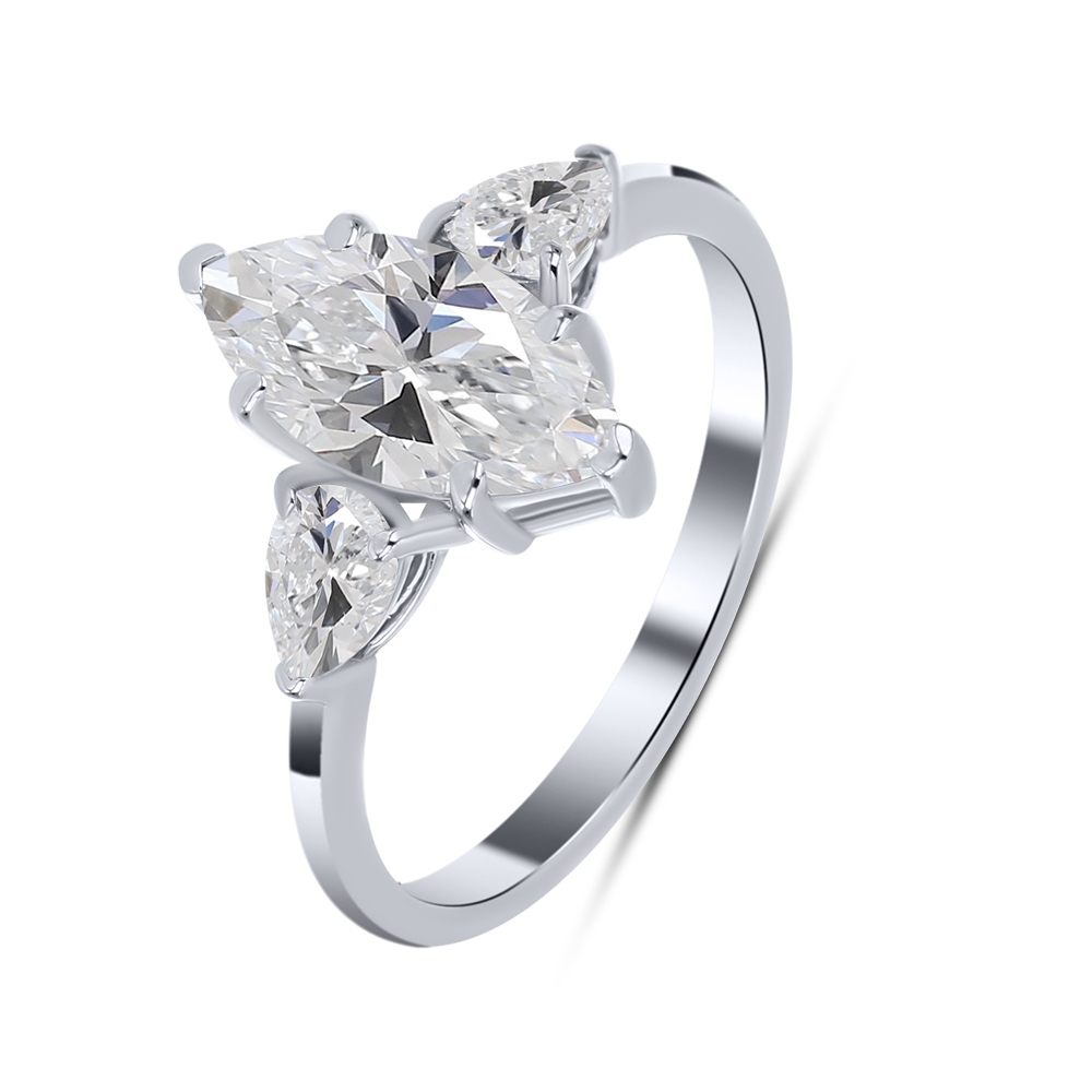 Inel din aur alb cu pietre Diamant crescut