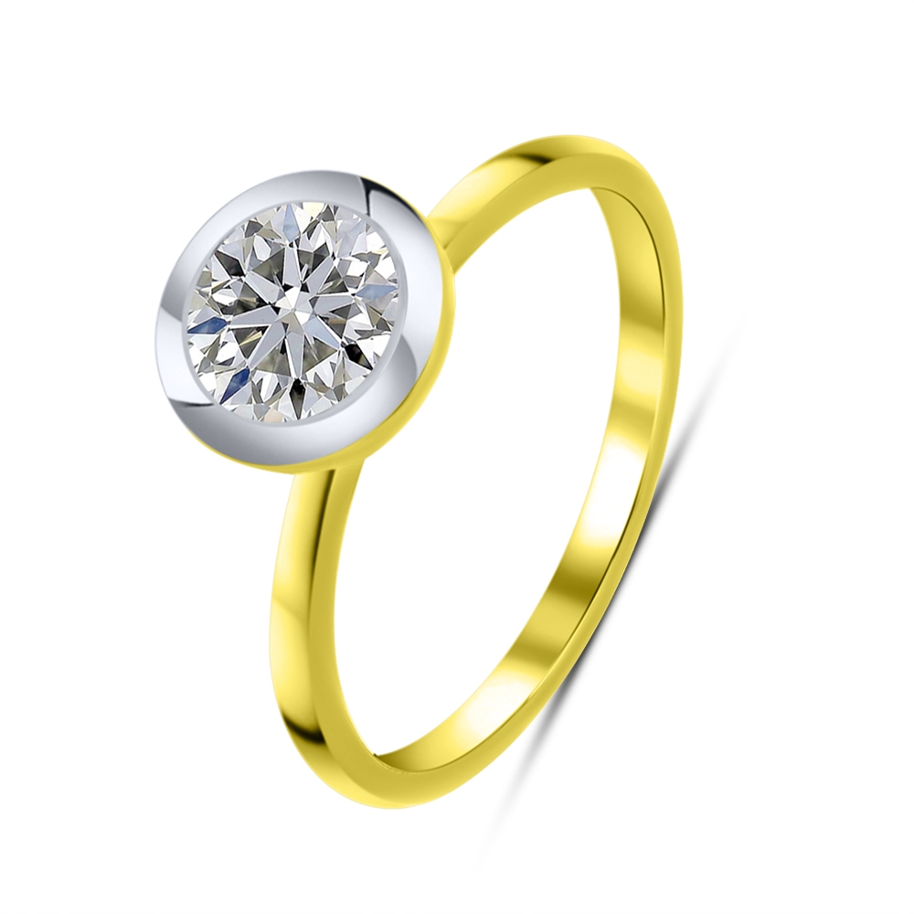 Inel din aur galben cu pietre Diamant crescut