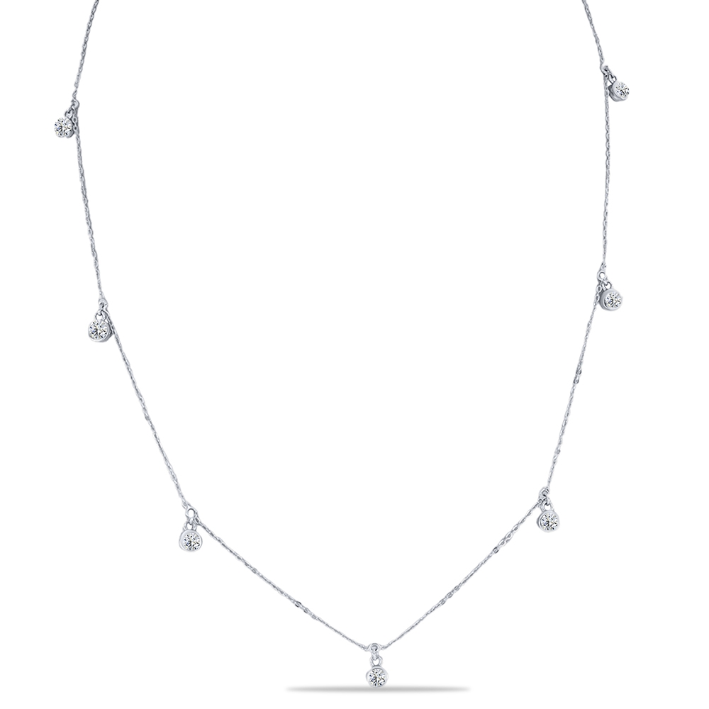 Colier din argint  cu pietre Cubic Zirconia Incolor