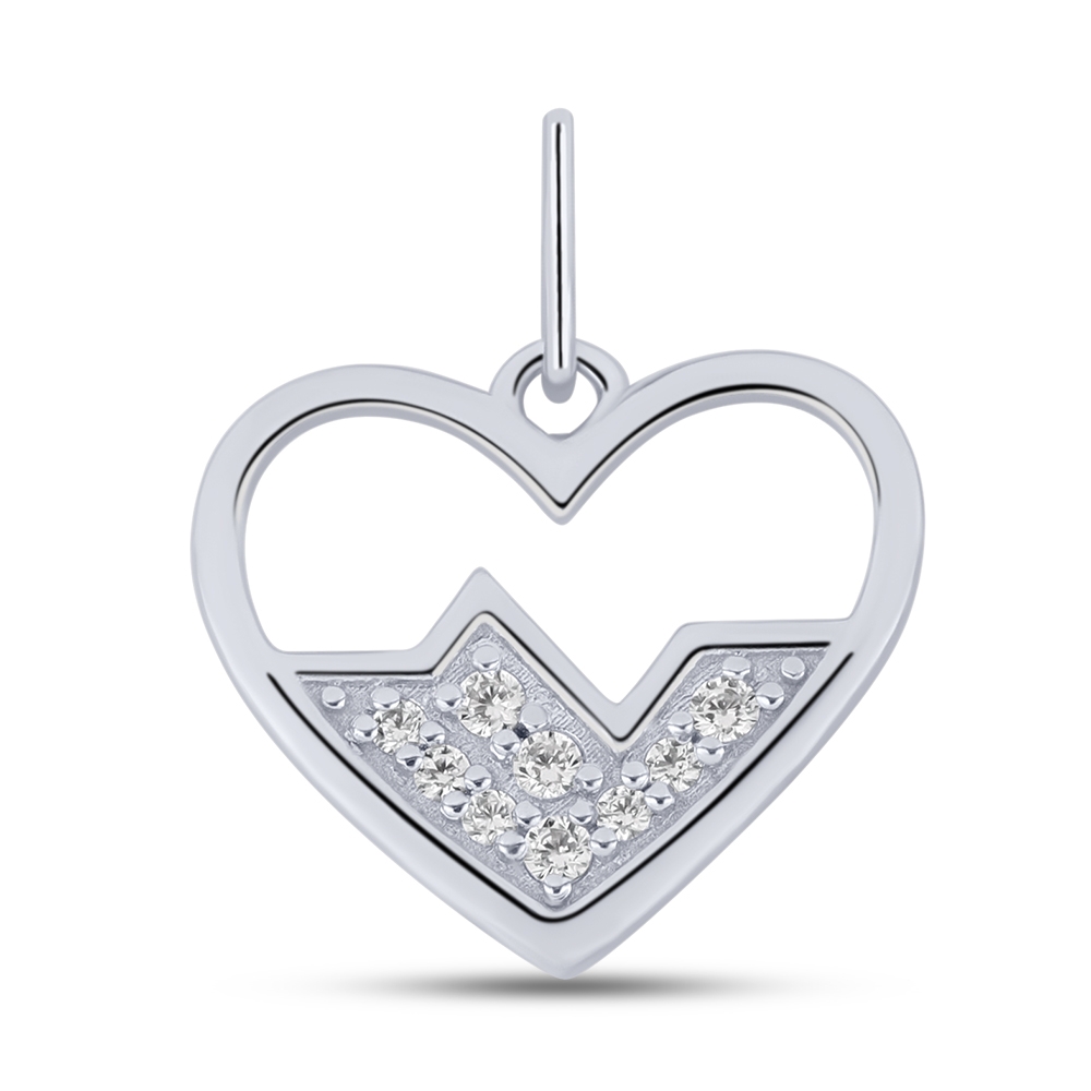 Pandantiv din aur alb cu pietre Cubic Zirconia Incolor