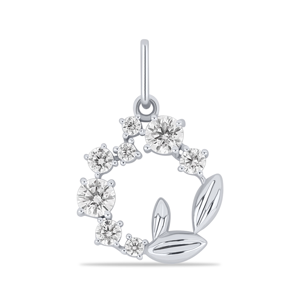 Pandantiv din aur alb cu pietre Cubic Zirconia Incolor
