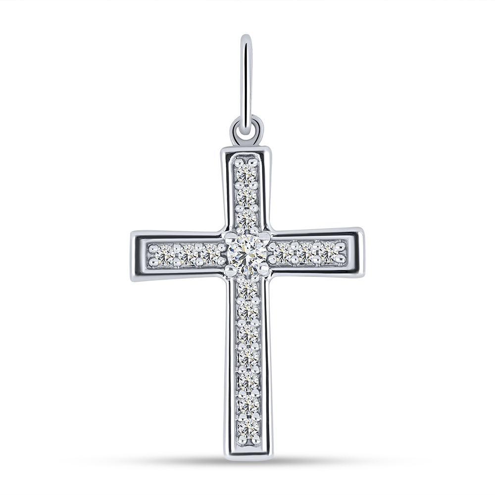 Cruce din argint  cu pietre Cubic Zirconia Incolor