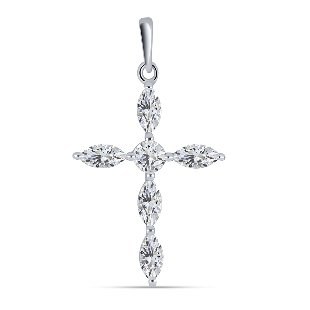 Cruce din argint  cu pietre Cubic Zirconia Incolor
