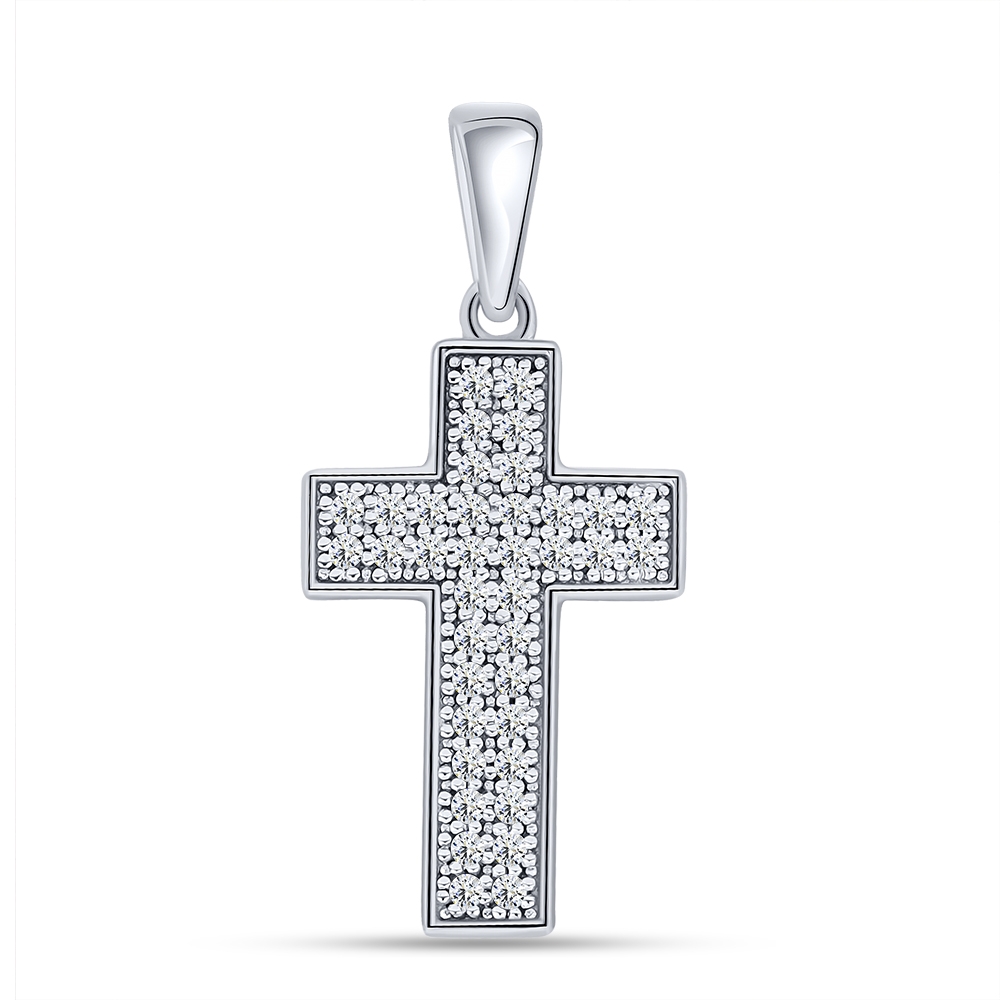 Cruce din argint  cu pietre Cubic Zirconia Incolor