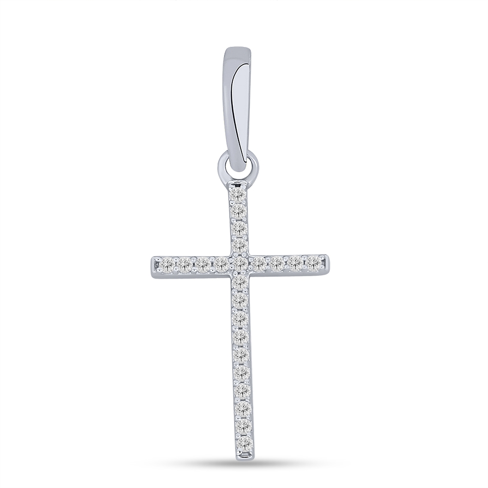 Cruce din argint  cu pietre Cubic Zirconia Incolor