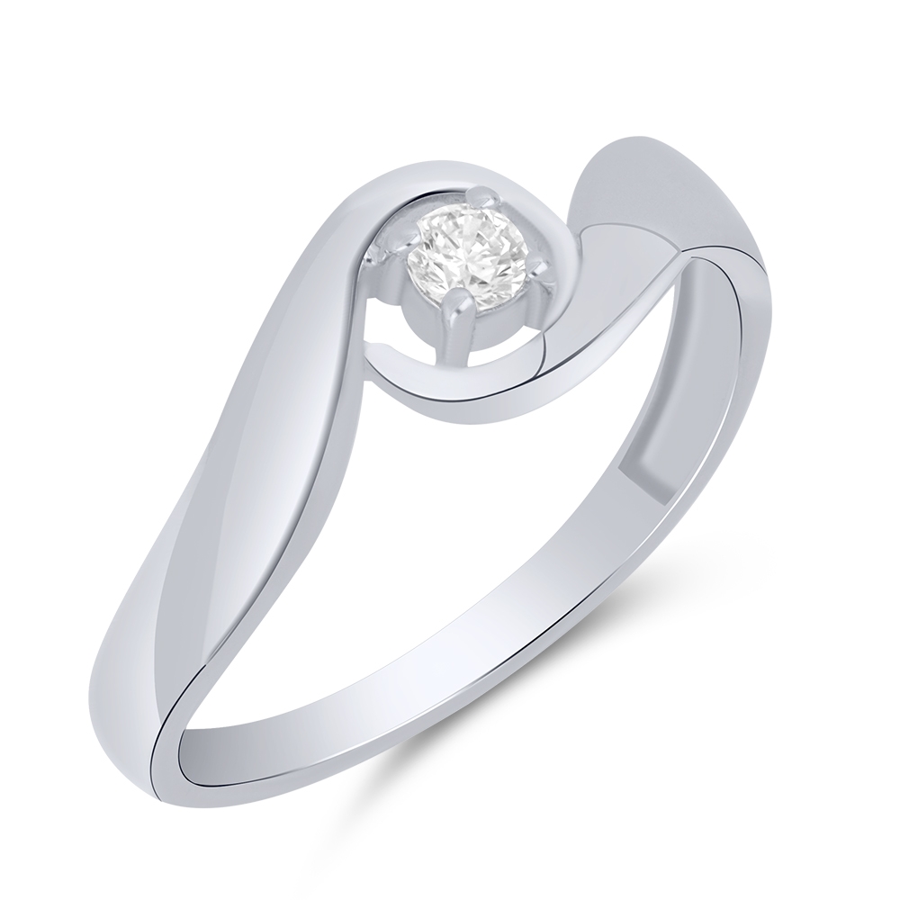 Inel din aur alb cu pietre Cubic Zirconia Incolor