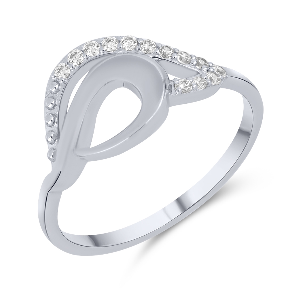 Inel din aur alb cu pietre Cubic Zirconia Incolor
