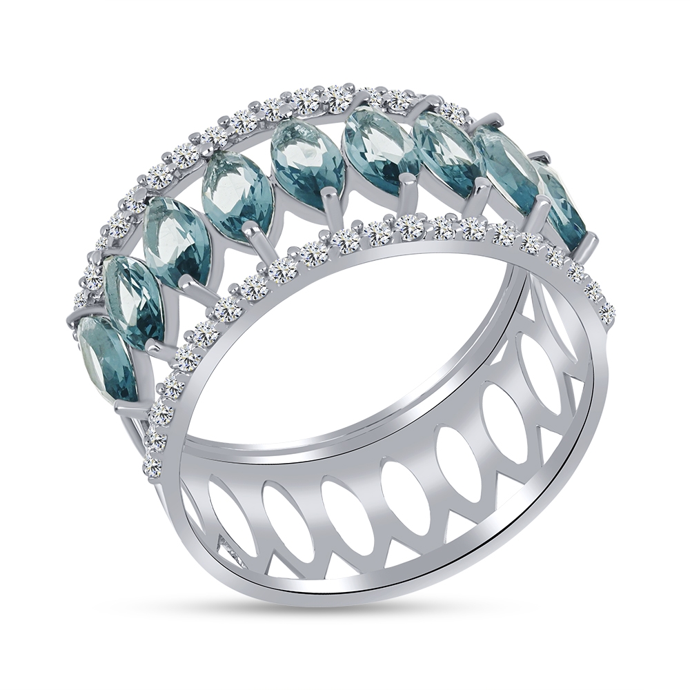 Inel din argint  cu pietre Cubic Zirconia Incolor, Cubic Zirconia Albastru