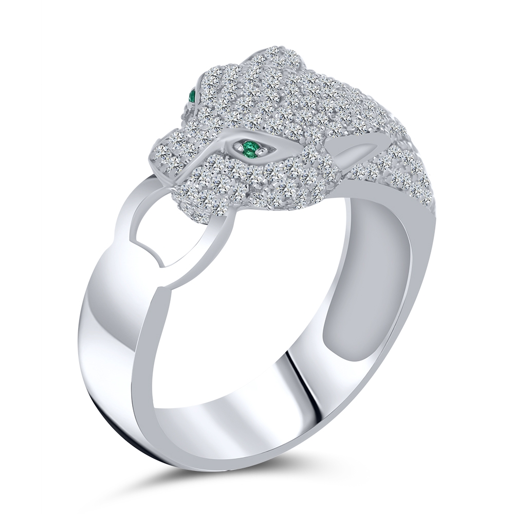 Inel din argint  cu pietre Cubic Zirconia Incolor, Cubic Zirconia Verde