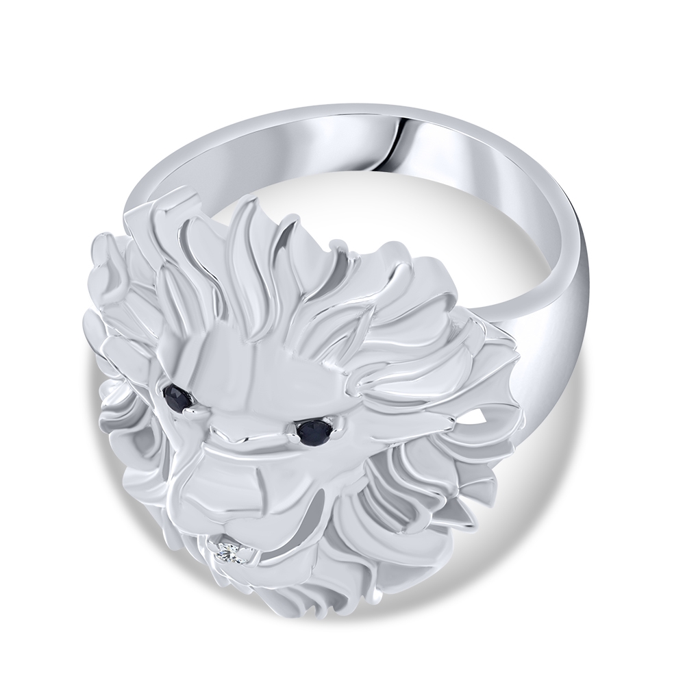 Inel din argint  cu pietre Cubic Zirconia Incolor, Safir Portocaliu