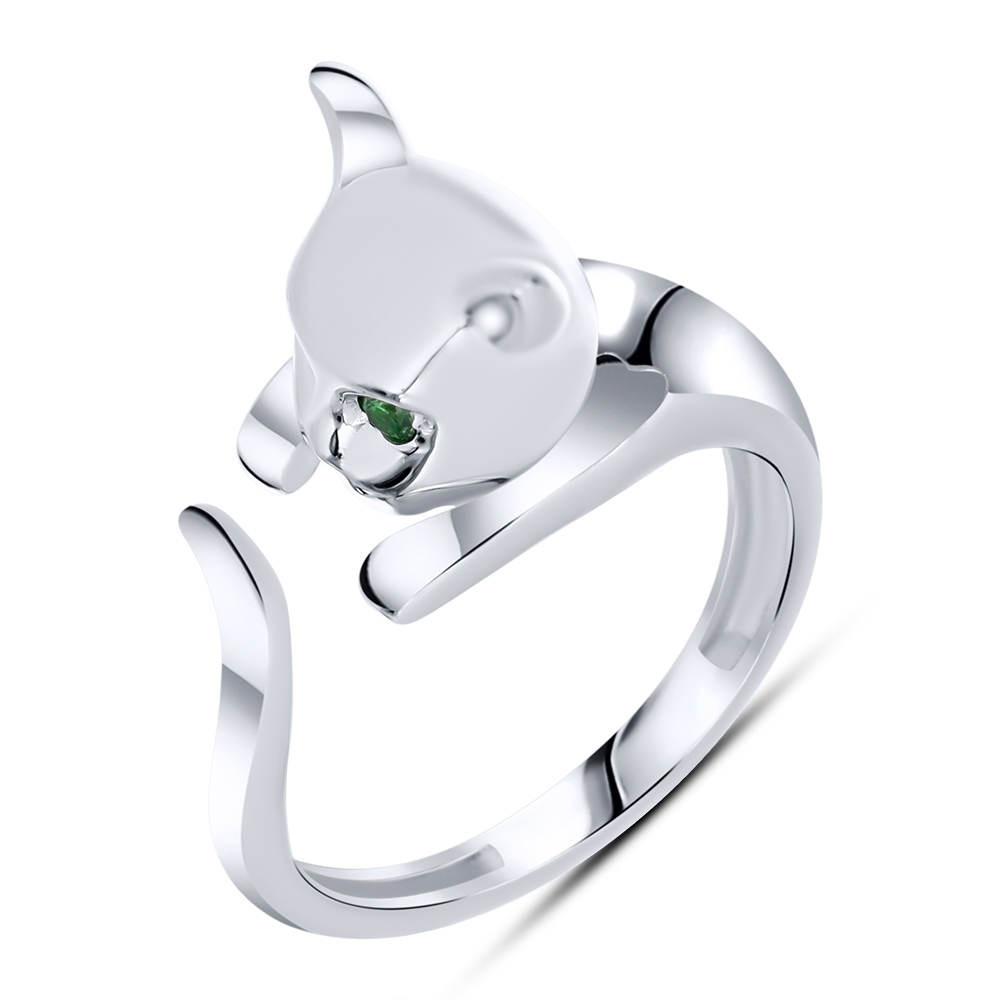 Inel din argint  cu pietre Cubic Zirconia Verde