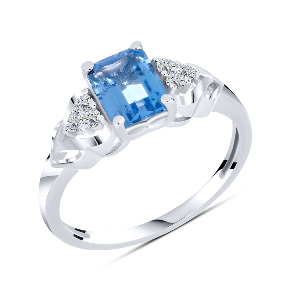 Inel din argint  cu pietre Cubic Zirconia Incolor, Topaz Swiss