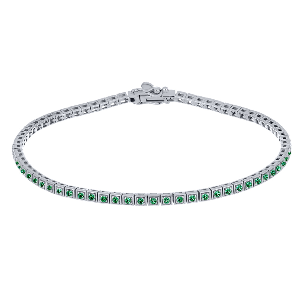 Brățară din argint  cu pietre Cubic Zirconia Verde