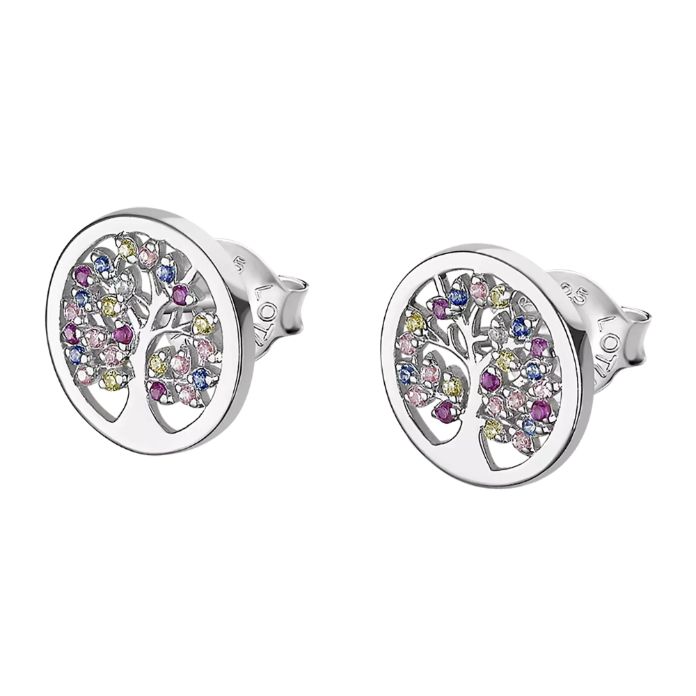 Cercei din argint  cu pietre Cubic Zirconia Multicoloră