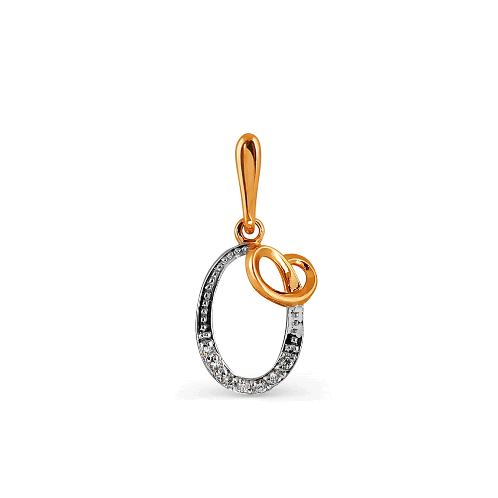 Pandantiv din aur roșu cu pietre Cubic Zirconia Incolor