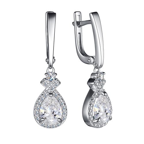 Cercei Suspendați din argint  cu pietre Cubic Zirconia Incolor, Cristal de munte