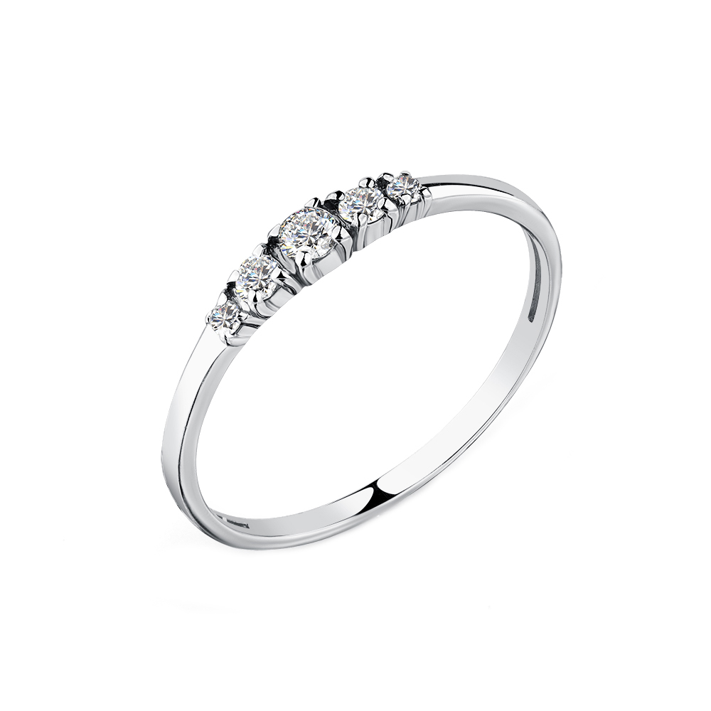 Inel din aur alb cu pietre Cubic Zirconia Incolor