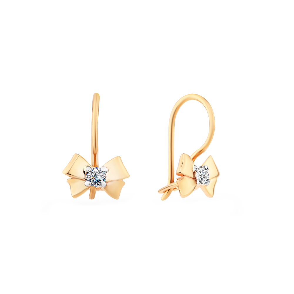 Cercei p-u copii din aur roșu cu pietre Cubic Zirconia Incolor