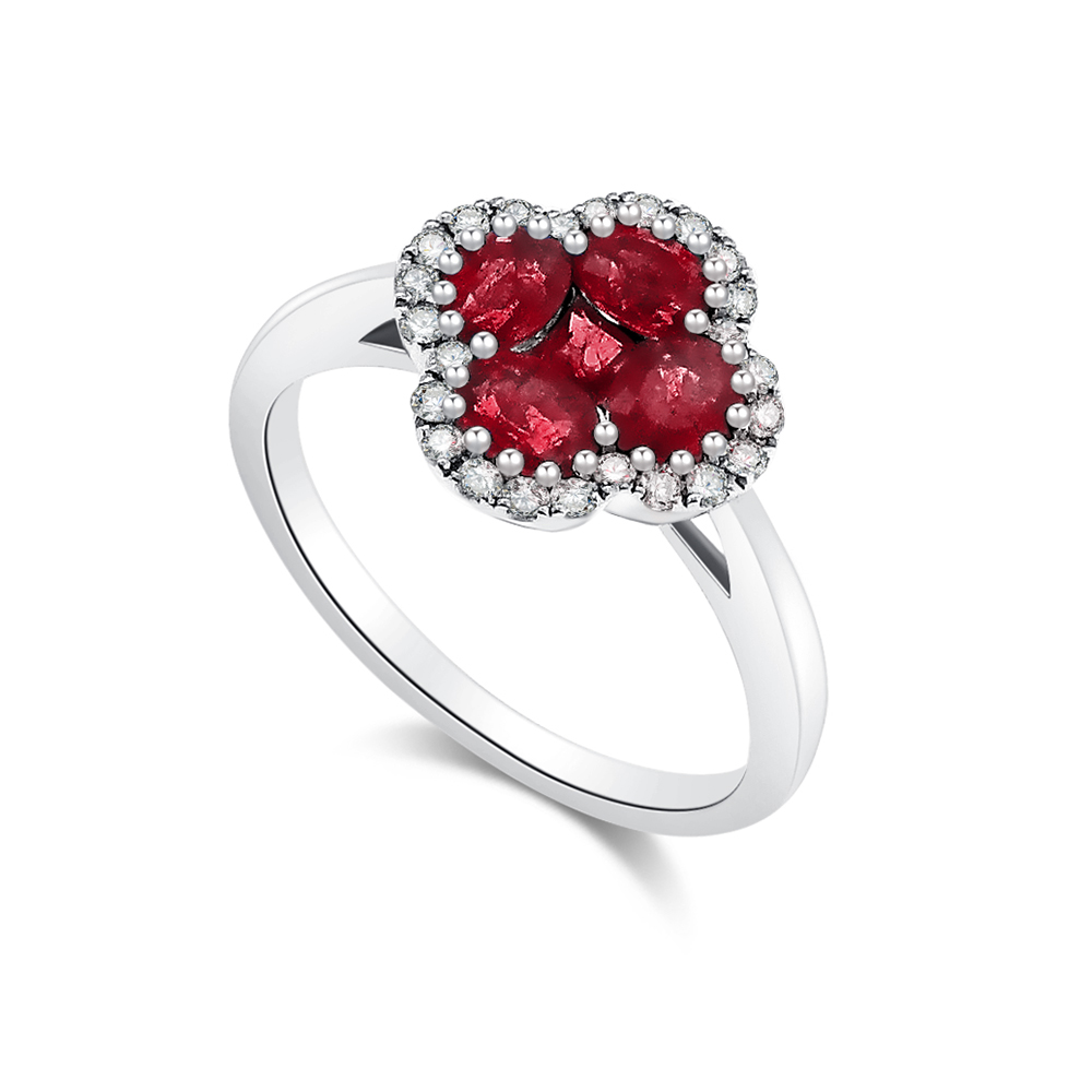 Inel din aur alb cu pietre Diamant, Rubin