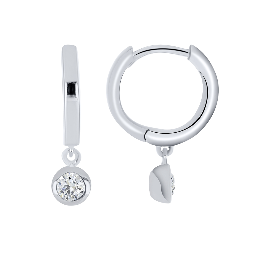 Cercei Creole din argint  cu pietre Cubic Zirconia Incolor