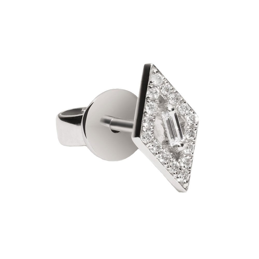 Cercel din aur alb cu pietre Diamant