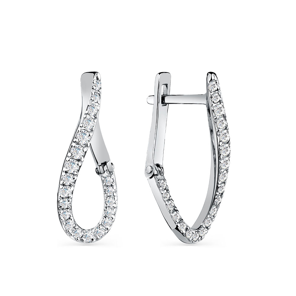 Cercei din aur alb cu pietre Cubic Zirconia Incolor
