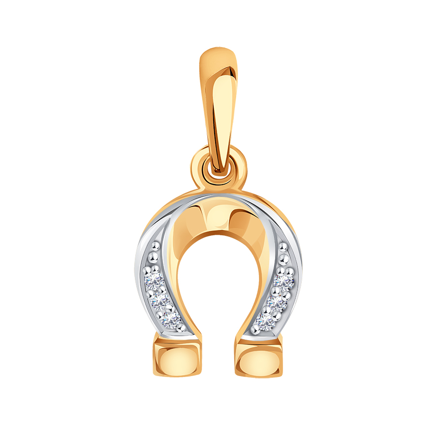 Pandantiv din aur roșu cu pietre Cubic Zirconia Incolor