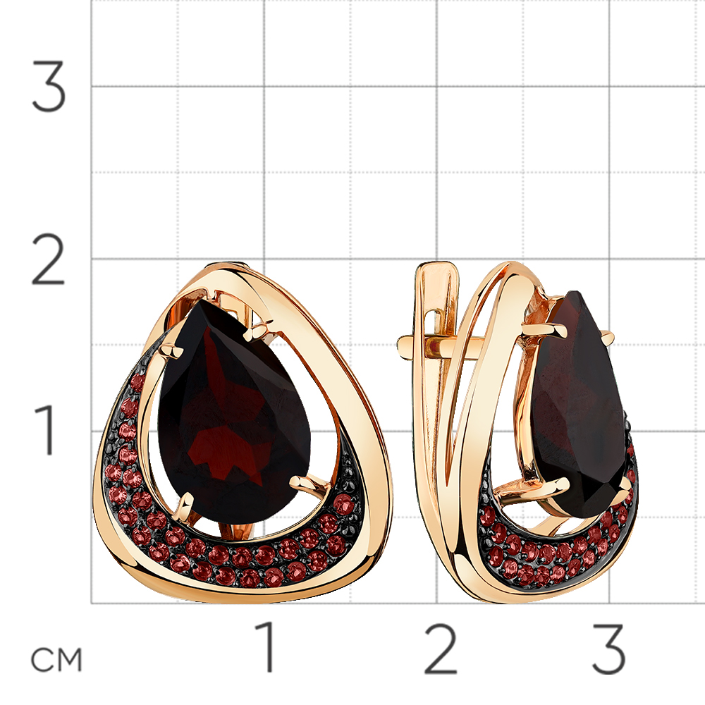 Cercei din aur roșu cu pietre Cubic Zirconia Incolor, Granat
