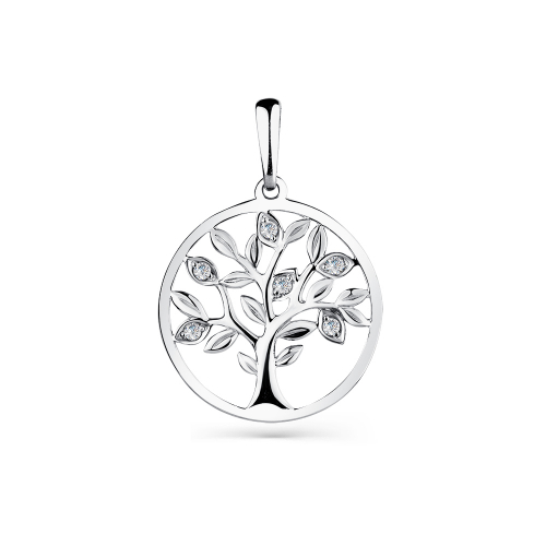 Pandantiv din aur alb cu pietre Cubic zirconia