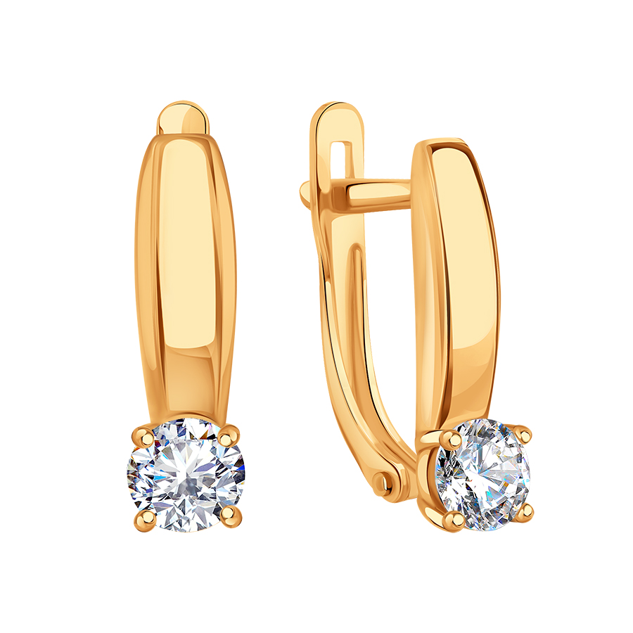 Cercei din aur roșu cu pietre Cubic Zirconia Incolor