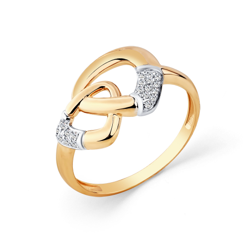 Inel din aur roșu cu pietre Cubic Zirconia Incolor
