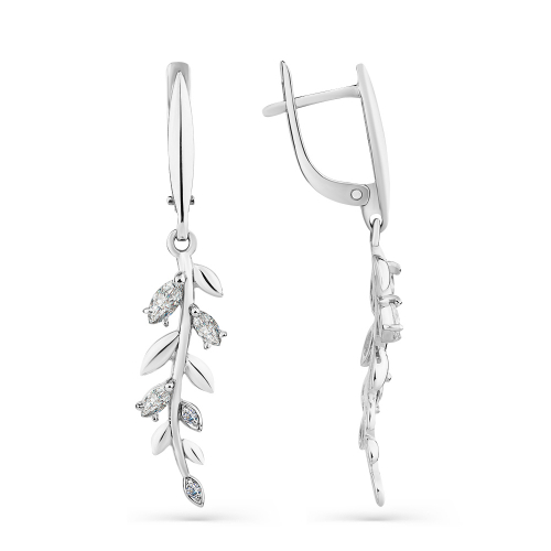 Cercei Suspendați din aur alb cu pietre Cubic Zirconia Incolor