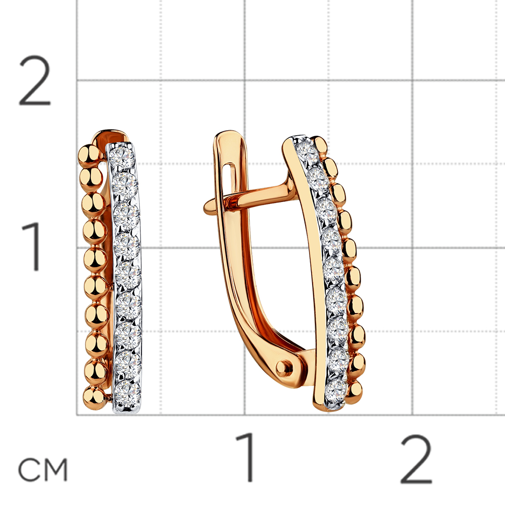 Cercei din aur roșu cu pietre Cubic Zirconia Incolor