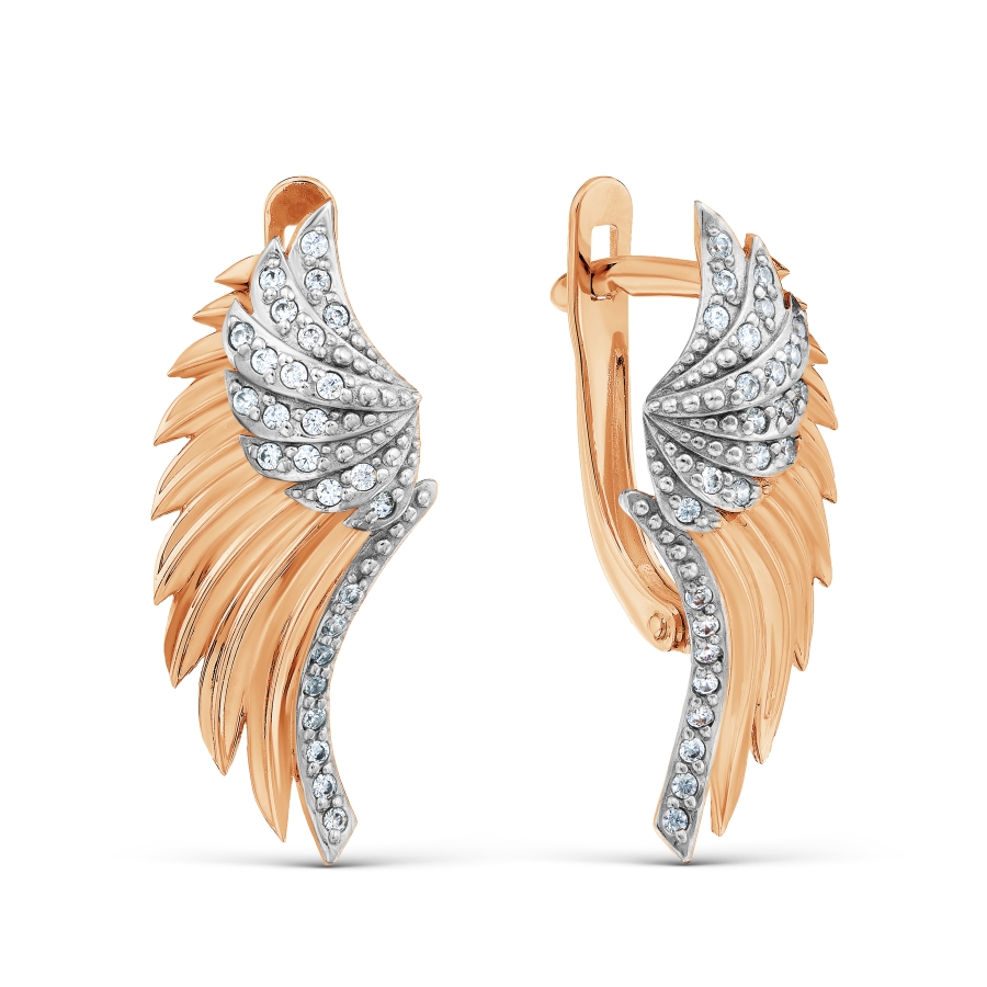 Cercei din aur roșu cu pietre Cubic zirconia