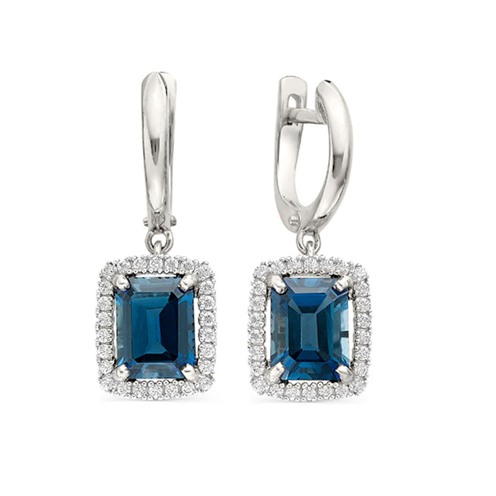 Cercei Suspendați din aur alb cu pietre Cubic zirconia, Topaz London