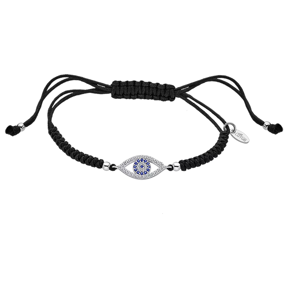 Brățară din argint  cu pietre Cubic Zirconia Incolor, Cubic Zirconia Albastru și Textil