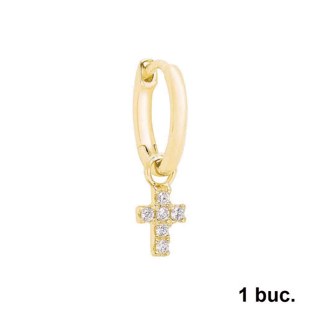 Cercel din aur galben cu pietre Diamant