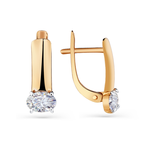 Cercei suspendați din aur roșu cu pietre Cubic zirconia