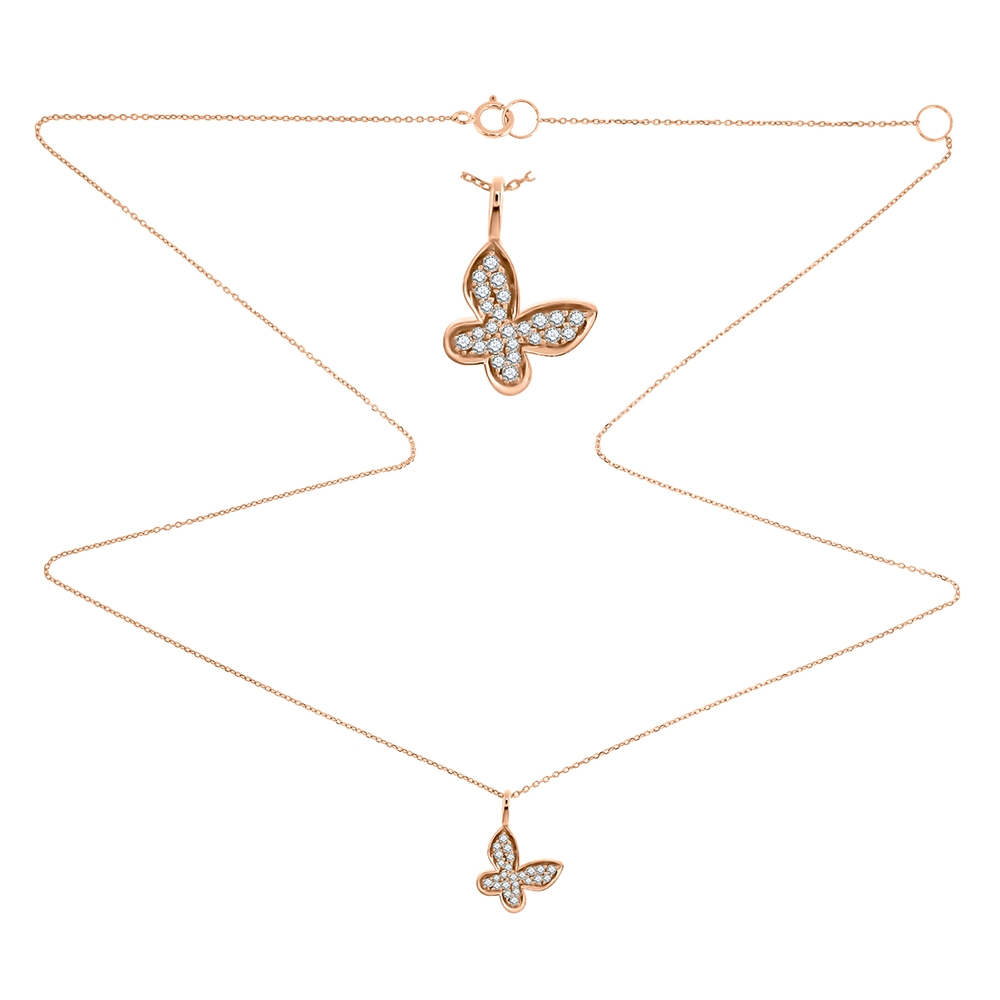Colier din aur roz cu pietre Diamant