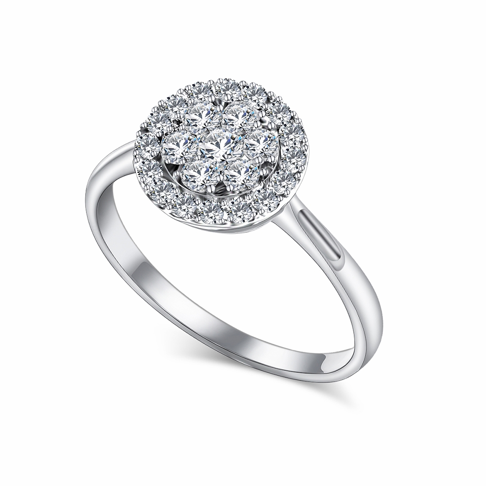 Inel din aur alb cu pietre Diamant