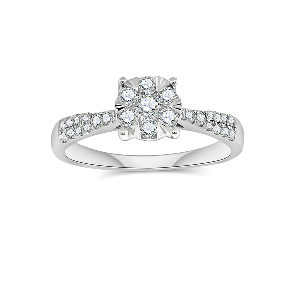 Inel din aur alb cu pietre Diamant