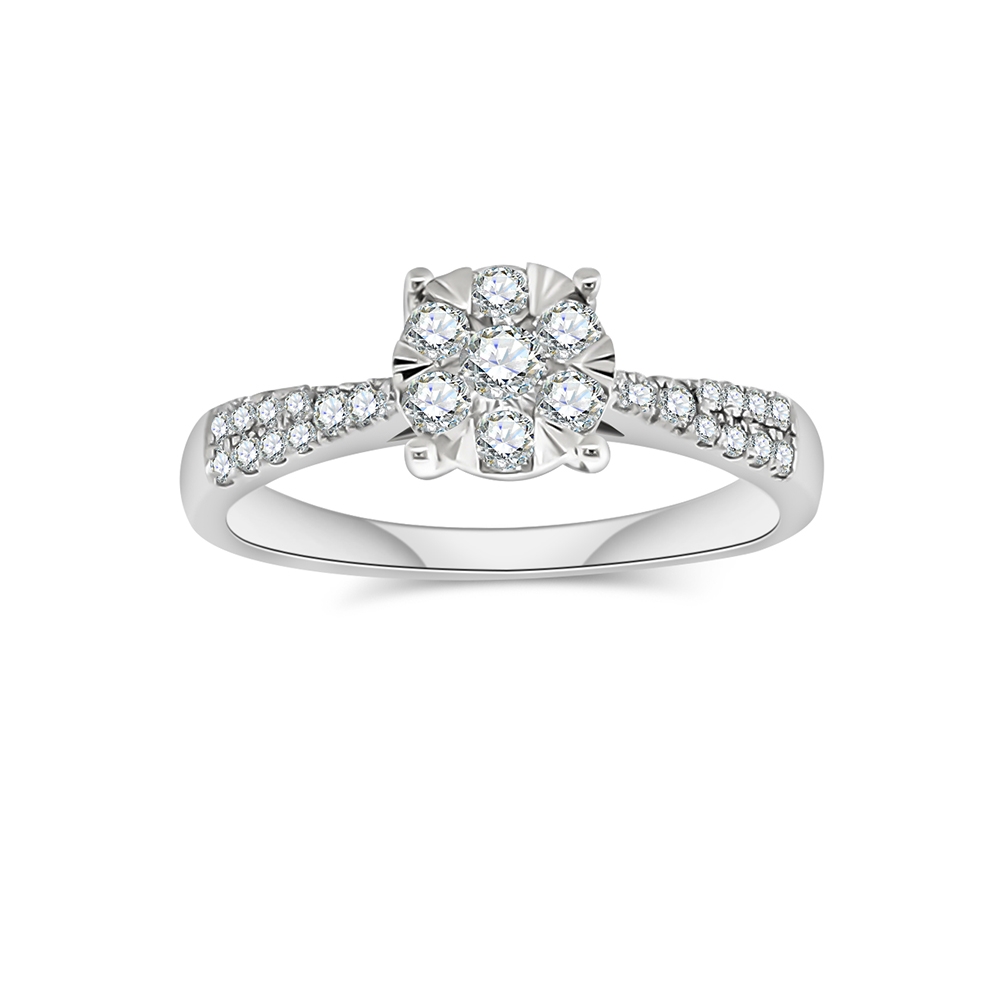 Inel din aur alb cu pietre Diamant