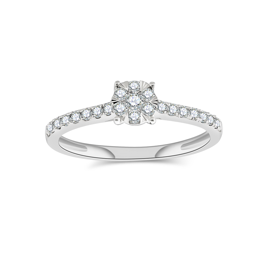 Inel din aur alb cu pietre Diamant